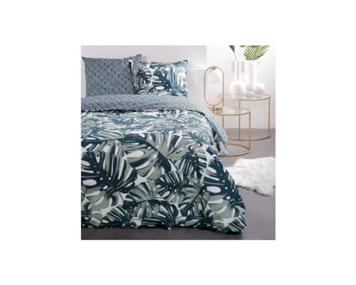 TODAY Bettwäsche für Doppelbett, wendbar, Sunshine, aus Baumwolle, Bedruckt mit Monstera, grün/weiß, 240 x 260 cm von Today