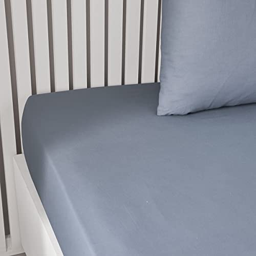 TODAY Essential Spannbettlaken, 90 x 190 cm, für Einzelbett, 100% Baumwolle, einfarbig, Denim von Today