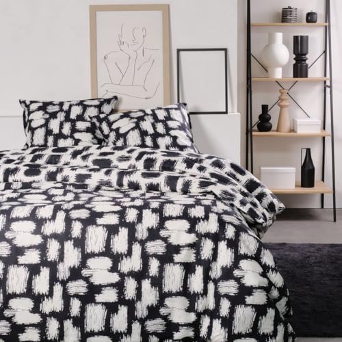 TODAY Sunshine Bettbezug für Doppelbett, aus Baumwolle, Bedruckt, Schwarz und Weiß, 220 x 240 cm von Today