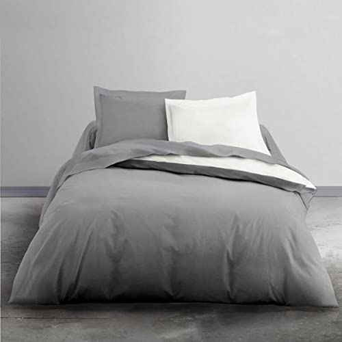 Today Bettwäsche Camille – Baumwolle für Doppelbett, 200 x 200 cm, zweifarbig, Grau und Weiß von Today