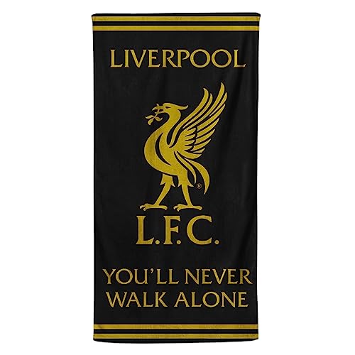 Liverpool Fußballwappen, Schwarz & Gold, Strandbadetuch, 100% Baumwolle, LFC Badetuch, Liverpool, Geschenk für Jugendliche, Männer, Kinder, 70 x 140 cm von Todd Linens