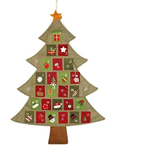 Toddmomy 1 Stück Weihnachts Adventskalender Countdown Filz Weihnachtsbaum Stoff Adventskalender für zu Hause Klassenzimmer Handgemachte Tür Wandbehang Dekor von Toddmomy