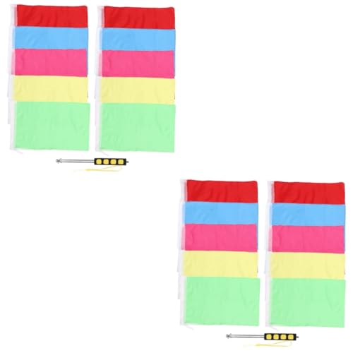 Toddmomy 2 Sätze Faltbarer Fahnenmast Tragbarer Flaggenstock mit Rundkopf Design und Schnallen für Gruppenaktivitäten und Outdoor Events Teiliges mit Bunten Fahnen von Toddmomy