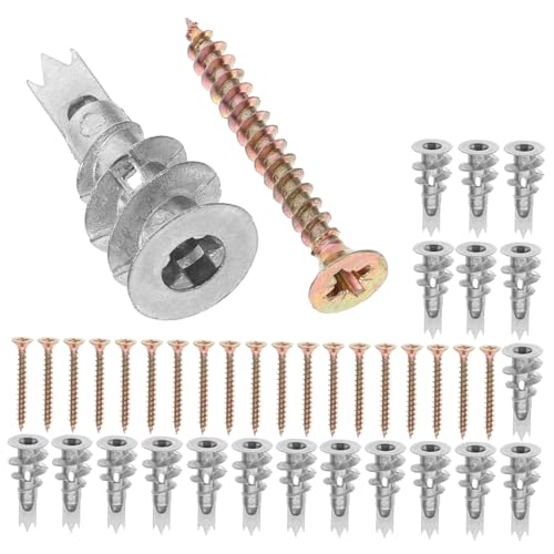 Toddmomy 20 Sätze Teiliges Set Selbstbohrender Trockenbaudübel mit Schrauben Spiralförmige Hohlwanddübel für Schwere Lasten Schnelle Geeignet für Badezimmer und Küchenzubehörbefestigung von Toddmomy