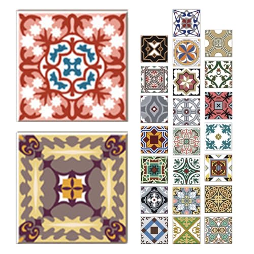 Toddmomy 24 Stück Teiliges Selbstklebende Fliesenaufkleber mit Abziehbarer Rückseite Wasserfeste Mosaik Wanddeko im Marokkanischen Stil für Schlafzimmer Wohnzimmer Küche Einfache Montage von Toddmomy