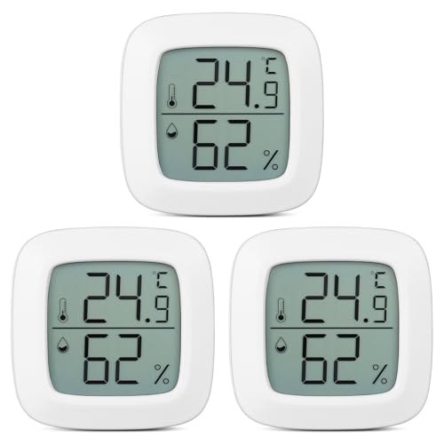 Toddmomy 3 Stück Mini Thermometer Hygrometer Innen Kompakter Temperatur Feuchtigkeitsmesser mit Großem LCD Präzise Messung Tragbar Geeignet für Zuhause Büro Babyzimmer Garten von Toddmomy