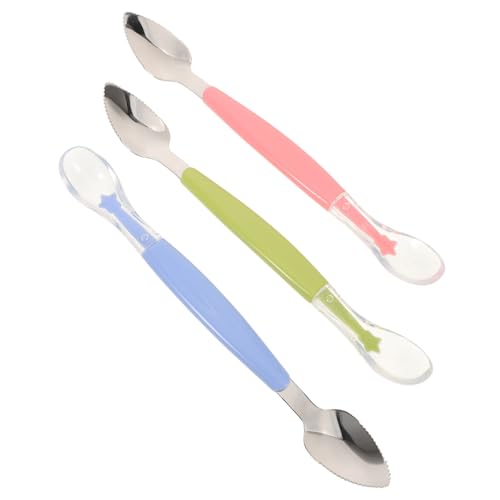 Toddmomy 3stücke Edelstahllöffel Mit Weicher Silikonspitze Für Babynahrung Doppelköpfiges Design Zum Pürieren Und Schaben Von Obst Und Lebensmitteln Sanft Zum Babymund Und Vielseitig von Toddmomy