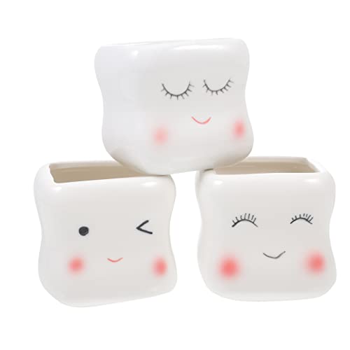 Toddmomy 3stücke Lustiger Blumentopf Aus Keramik Sukkulententopf Für Innenräume Deko Für Zuhause Büro Und Balkon Weiß von Toddmomy