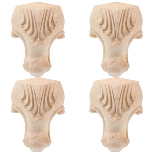 Toddmomy 4 Stck Vintage Geschnitzte Möbelbeine Holz Hohe Dekorative Sofafüße Europäischer Stil rutschfest für Schrank Tisch Stuhl Schutzeffekt und Einfache Montage von Toddmomy