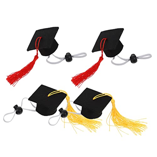 Toddmomy 4 Stück Abschlusssaison-Puppe Erwachsene Für Abschlusskostümhut Winzig Mini-Grad-Kappe Tragen Abschlusskappen Topper Schön Klein Bären Miniatur-puppenhüte Mini-Puppen Polyester von Toddmomy