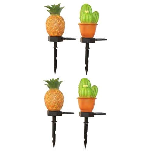 Toddmomy 4 Stück Stehlampe Obstdekor Geführte Außenleuchten Led-außenleuchten Led-solarleuchten Außerhalb Solar Solar-led-pfahl Gartenlicht Solar-neonlichter Sonnenlicht Vinyl Ananas Kaktus von Toddmomy