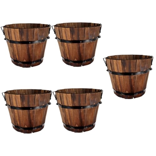 Toddmomy 5stücke Holzfass Blumentopf Im Vintage-Stil Wiederverwendbarer Pflanzer Für Drinnen Und Draußen Für Sukkulenten Dekoratives Element Garten Und Balkon Maße von Toddmomy