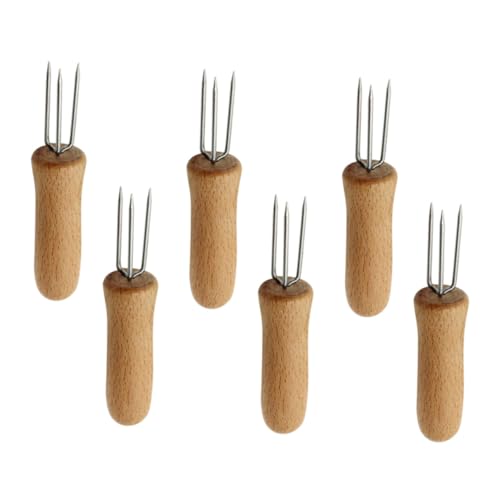 Toddmomy 6 Stück Teiliges Edelstahl Maisgabel mit Ergonomischem Holzgriff Scharfe Grillgabeln für Fingerfood Obst und Barbecue Langlebig und Rutschfest für Partys und Outdoor Grillen von Toddmomy