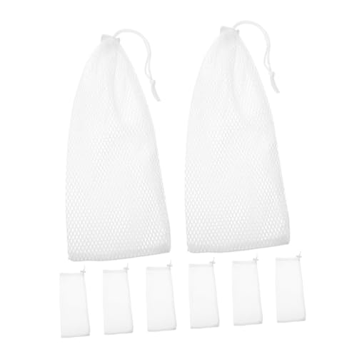 Toddmomy 8 Stück Teiliges Vogelfuttersäckchen aus Weißem Polyester mit Kordelzug Hängende Netzsocken für Finkensaat Wiederverwendbarer Wildvogel Futterspender für Garten und Natur von Toddmomy
