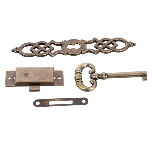 Toddmomy Antikes Metall zylinderschloss Uhrentür kit mit Schlüssel Scharnieren Vintage Metallbeschlägen für DIY Standuhr Reparatur und Restaurierung von Toddmomy
