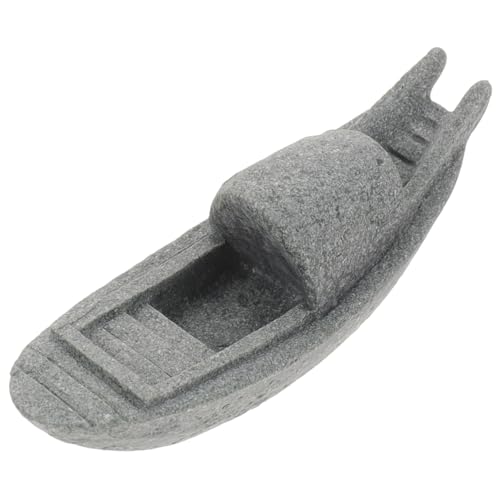 Toddmomy Aquarium Deko Kleines Boot Stein Ornament mit Stabilem Boden Abriebfest Natürlicher Unterwasser Landschaftsdekor für Fischbecken und Teiche Langlebig und Einfach zu Platzieren von Toddmomy