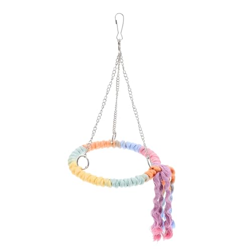 Toddmomy Bunte Baumwoll Seil Vogelschaukel Kletterring für Papageien Sitzstange und Einfache mit Haken Fördert Bewegung und Beschäftigung im Vogelkäfig von Toddmomy