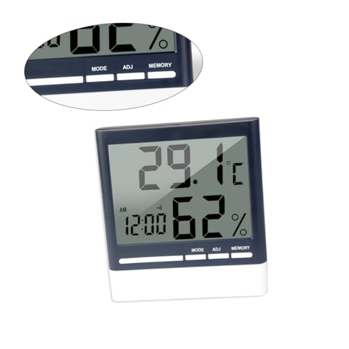 Toddmomy Digitales Hygrometer mit Großem Lcd display Präziser Temperatur Feuchtigkeitsmesser für Innenräume Temperaturbereich Anzeige in Integrierte Uhr Geeignet für Gewächshaus Babyzimmer von Toddmomy