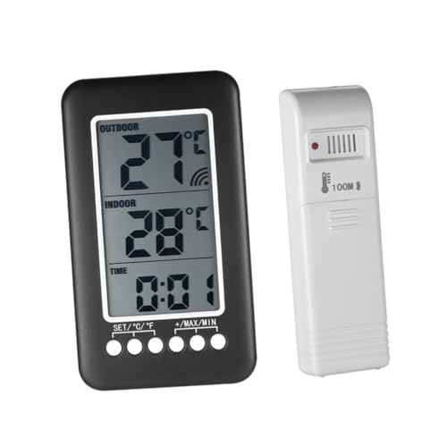 Toddmomy Digitales Kabelloses Thermometer mit Innen Außensensor Digitaluhr Temperaturanzeige Niedrigtemperaturalarm Kabelloser Reichweite für Zuhause Kühlschrank und Gefriertruhe Toddmomy Digitales Kabelloses Thermometer mit Innen Außensensor Digitaluhr Temperaturanzeige Niedrigtemperaturalarm Kabelloser Reichweite für Zuhause Kühlschrank und Gefriertruhe von Toddmomy