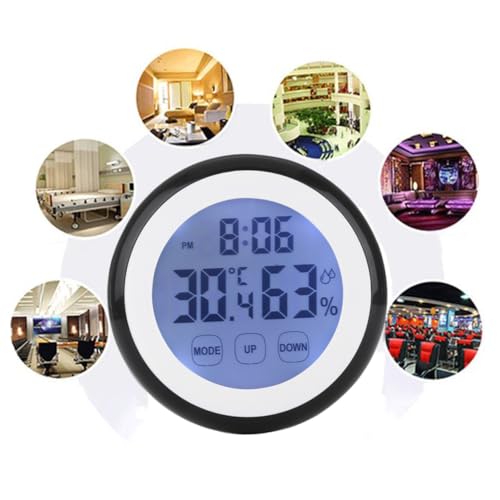 Toddmomy Digitales Touchscreen LCD Temperatur Feuchtigkeitsmessgerät mit Kalender und Uhr Thermometer Hygrometer für Innenräume Wandmontage oder Tischaufstellung Schwarz ohne Batterie Toddmomy Digitales Touchscreen LCD Temperatur Feuchtigkeitsmessgerät mit Kalender und Uhr Thermometer Hygrometer für Innenräume Wandmontage oder Tischaufstellung Schwarz ohne Batterie von Toddmomy