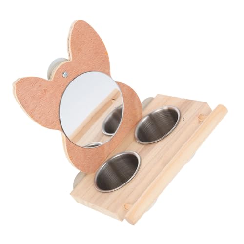 Toddmomy Edelstahl Vogel Futternapf mit Spiegel Design Robuster Vogelkäfig Futterspender Multifunktionaler Parrot Hanging Cup für Wellensittiche und Kleintiere Einfach zu Reinigen und von Toddmomy