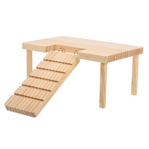 Toddmomy Hamster Plattform aus Massivem Holz mit Leiter Kletterbrücke für Kleine Haustiere Wie Meerschweinchen Rennmäuse und Chinchillas Langlebiges Kleintier zubehör für Käfig und von Toddmomy