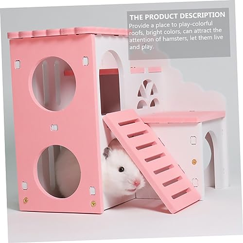 Toddmomy Hamster Schlafnest aus Doppeldeckiges Haustierhaus mit Mehreren Eingängen und Leiter Atmungsaktiv Komfortabel und Sicher Spiel und Versteckplatz für Kleine Nager Rosa Villa von Toddmomy