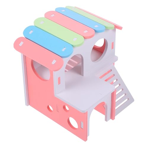 Toddmomy Hamsterhaus aus Holz mit Leiter Zweistöckiges Versteck und Schlafplatz für Kleine Haustiere Wie Hamster Meerschweinchen mit Natürlichem Material und Sicherem Rückzugsort von Toddmomy