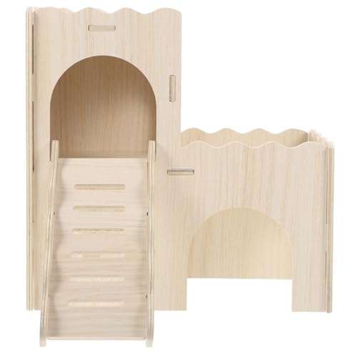 Toddmomy Holz Hamsterhaus Wellenburg DIY Kleintier Versteck mit Leiter und Plattform Langlebiges Kletterhaus für Hamster Mäuse Meerschweinchen Individuell Gestaltbar Sicher und Robust von Toddmomy