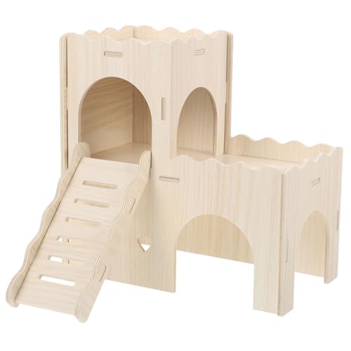 Toddmomy Holz Wellenschloss Kleintierhaus mit Leiter DIY Hamsterversteck und Nager Spielhaus Robustes Holzmaterial Sicherer Rückzugsort für Mäuse Meerschweinchen und Ratten Entspannend und von Toddmomy