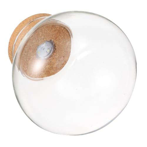 Toddmomy Hydroponisches Glas-Terrarium mit Korkdeckel und Led-licht Rundes Pflanzgefäß für Betta-Fische Desktop-pflanzenvermehrung Klare umweltfreundliche Flasche Landschaften und Blumen von Toddmomy