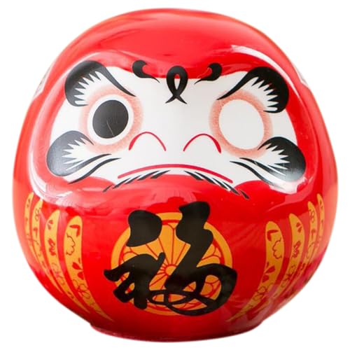 Toddmomy Japanische Daruma Keramik Daruma Puppe Miniatur Daruma Japanische Daruma Japanische Daruma Statue Für Bücherregal Desktop (Rot) von Toddmomy