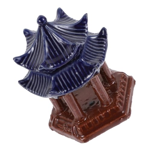 Toddmomy Keramik Pavillon Aquarium Dekoration Zweistöckiger Sechseckiger Bunter Pavillon Langlebige wasserdichte Landschaftsstatue für Bonsai Aquarien Ornament Einfache Installation von Toddmomy