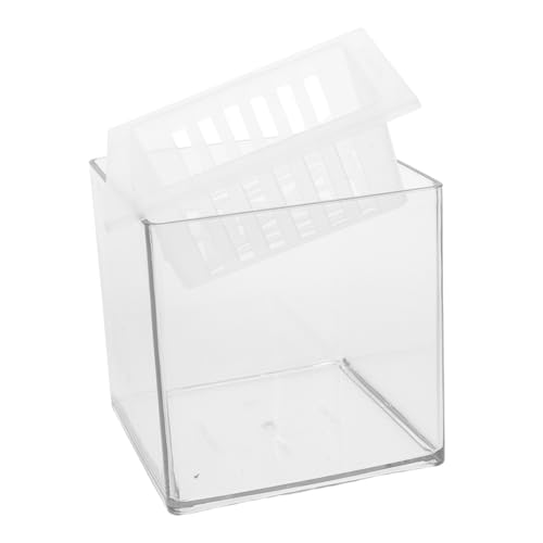 Toddmomy Klares Kleines Fischzucht Aquarium mit Pflanzenkorb Quadratischer Pet Fischbehälter Hydroponisches Pflanzgefäß für Büro und Zuhause Dekoratives Aquarien Terrarium von Toddmomy