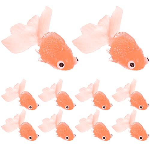 Toddmomy Künstliche Fische, Fische, Kunststoff, schwimmend, Orange, Goldfisch, Ornament, Fischspielzeug, Dekoration für Aquarium, Aquarium, 10 Stück von Toddmomy