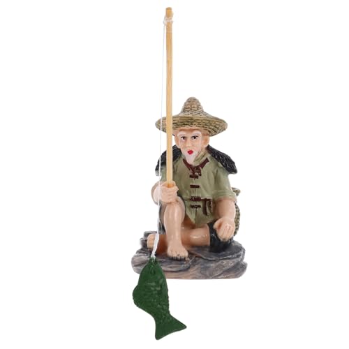 Toddmomy Miniatur Angler Statue PVC Deko Figur für Aquarium Teich Micro Landschaft Naturgetreu Feng Shui Ornamente Feng Shui Aquariumdekoration von Toddmomy