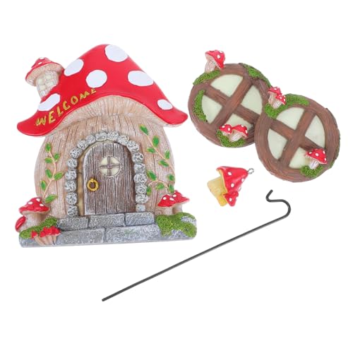 Toddmomy 1satz Leuchtendes Miniatur-pilzhaus Mit Fenster Und Tür Kreatives Resin- Für Garten Baum Und Charmante Outdoor-Dekoration Für Fenster Und Wände von Toddmomy