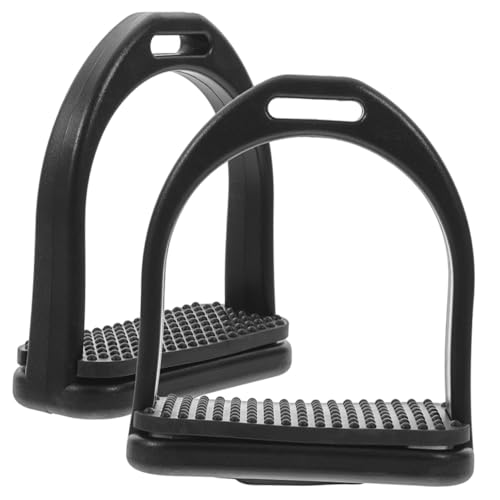 Toddmomy Pom Horse Stirrups Groß Schwarz Western Sattel Zubehör rutschfeste Fußmatte Stabiles Design Komfortable Unterstützung Langlebig für Barrel Racing Reiten von Toddmomy