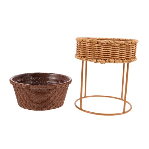 Toddmomy Rattan Blumenständer mit Mini-blumentopf Praktisch und Leicht Moderner Tisch-blumenhalter für Sukkulenten für Büro Wohnzimmer Balkon und Schreibtischdekoration von Toddmomy