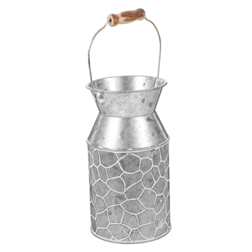 Toddmomy Retro Eisen Blumeneimer mit Griff Robuster Langlebiger Blumentopf für Vintage Landhausdeko Rustikale Eisenvase für Blumenarrangements und Dekorative Innen und Außengestaltung von Toddmomy