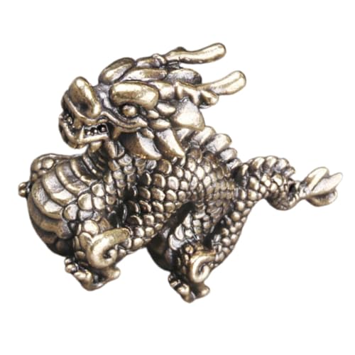 Toddmomy Retro Messing Drachen Figurine Desktop Deko Kompakte Chinesische Drachen Statue Mythisches Tier Ornament für Büro Zuhause Sammler Handgefertigte Tierkreiszeichen Skulptur von Toddmomy
