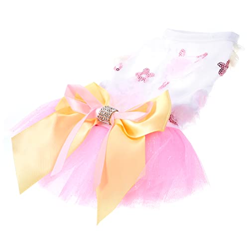 Toddmomy Sommer Tüllrock mit Blume und Schleife Leichter Welpenrock für Party und Geburtstag Atmungsaktives Hundebekleidungs für Hochzeit und Alltag Xs Rosa von Toddmomy