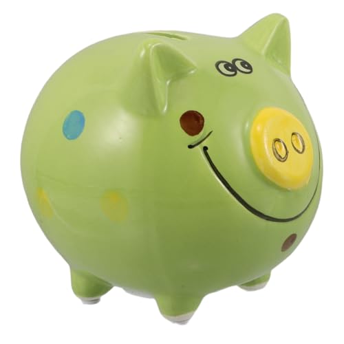 Toddmomy Spardose Keramik Piggy Bank mit Niedlichem Schwein-Design Sichere Münzaufbewahrung für Jungen und Mädchen als Sparbox und Geschenk zur Erziehung zum Sparen Gelb-grün von Toddmomy