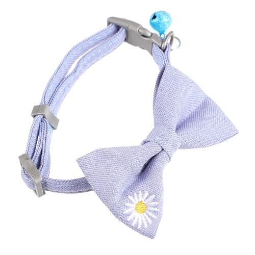 Toddmomy Verstellbares Katzenhalsband mit Bestickter Blumen Schleife Angenehmes Einstellbares Haustierhalsband für Kleine Katzen und Hunde Modisches Accessoire in Blau von Toddmomy