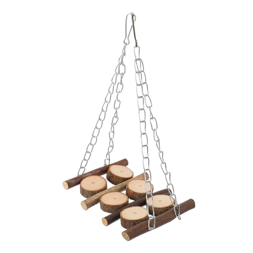 Toddmomy Vogelholzschaukel für Papageien und Wellensittiche Robustes Klettern und Hängen Langlebige Holzstruktur Bewegliche Sitzstange zur Beschäftigung und Stressabbau für Käfigvögel von Toddmomy