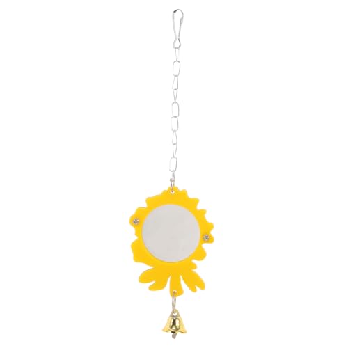 Toddmomy Vogelspielzeug Papagei Spiegel mit Glocke Bunter Hängespiegel mit Blumenmotiv Robustes Wellensittich und Nymphensittich für Vogelkäfig Einfach Aufzuhängen Fördert Klettern und von Toddmomy