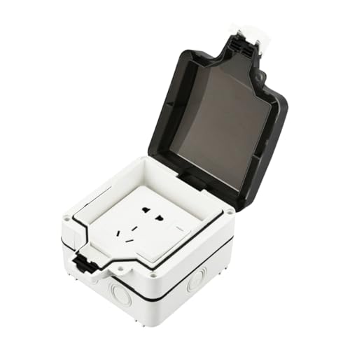 Toddmomy Wasserdichte Steckdosenbox aus Robustem PC abs Kunststoff Spritzwassergeschützt Modell Einzelsteckdose Gehäuse Outdoor Elektrobox mit Schlossoption für Sicheren Außeneinsatz von Toddmomy