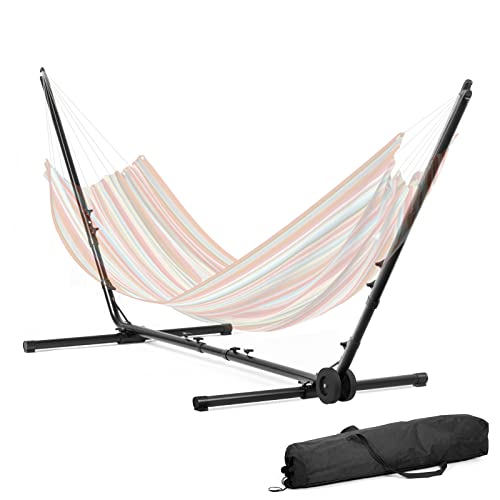 Todeco Camping Hängemattenständer, Verstellbarer Hängemattenständer mit Rollen und Tragetasche, 296-380 x 107-132 x 100 cm von Todeco