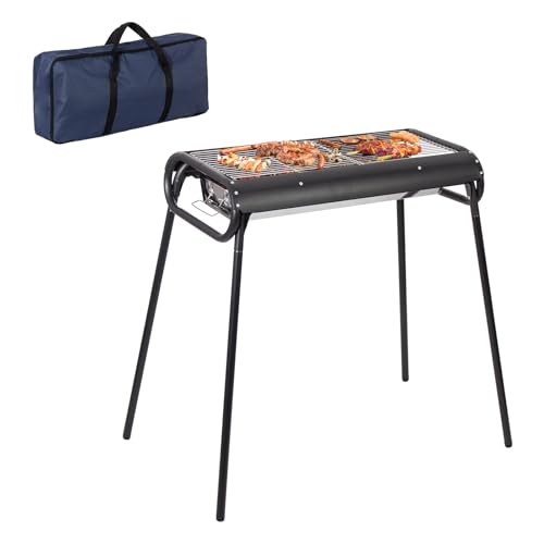 Todeco Holzkohlegrill Edelstahl Kaltgewalzter Stahl mit Grillnetzgriff, Portable Campinggrill mit Tragetasche, Abnehmbare BBQ Grills für Outdoor Garten Party Terrasse Camping von Todeco