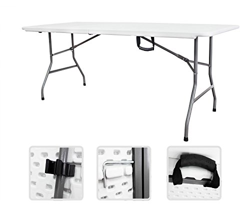 Todeco - Klappbarer Tisch, Garten Klapptisch - Material: HDPE - Maximale Belastbarkeit: 100 kg - 180 x 76 cm, Weiß, In der Mitte klappbar Todeco - Klappbarer Tisch, Garten Klapptisch - Material: HDPE - Maximale Belastbarkeit: 100 kg - 180 x 76 cm, Weiß, In der Mitte klappbar von Todeco